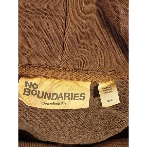 No Boundaries NoBo Oversized Hoodie Mocha Brown Fleece Lined 2XL Max Mole NWT - Picture 8 of 12